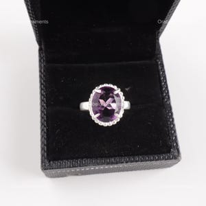 Natural Amethyst Ring, Purple Gemstone Ring, Statement Ring, 925 Sterling Silver Jewelry, Wedding Gift, Ring For Wife