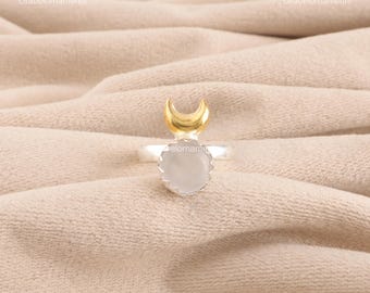 Natural Selenite Ring, White Gemstone Ring, Statement Ring, 925 Sterling Silver Jewelry, Engagement Gift, Ring For Wife