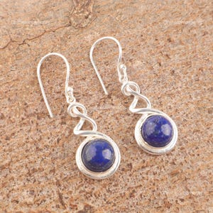 Exquisite Lapis Lazuli Earrings, Blue Gemstone Earrings, Drop & Dangle Earrings, 925 Sterling Silver Jewelry, Wedding Gift, Earrings For Her