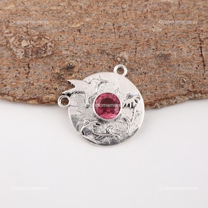 Pink Tourmaline Pendant: Round Gemstone, 925 Sterling Silver