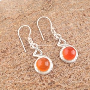 Sterling Silver Carnelian Earrings: Handmade Dangle Jewelry