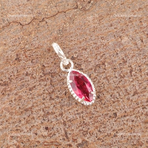 Pink Tourmaline Pendant: Marquise Gemstone, 925 Sterling Silver