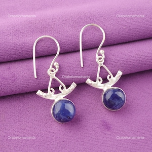 Rare Sodalite Earrings, Blue Gemstone Earrings, Drop & Dangle Earrings, 925 Sterling Silver Jewelry, Anniversary Gift, Earrings For Mother