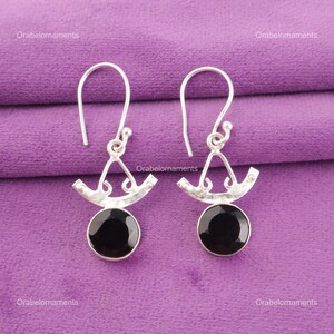 Elegant Black Onyx Earrings, Black Gemstone Earrings, Drop & Dangle Earrings, 925 Sterling Silver Jewelry, Wedding Gift, Earrings For Love