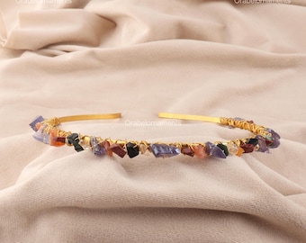 Amethyst Hair Crown: Raw Gemstone Headband - Brass Hair Jewelry