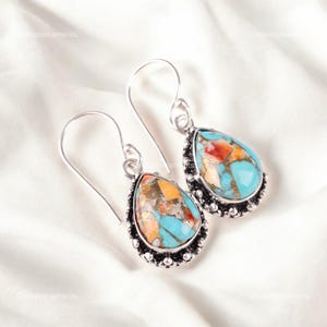 Sparkling Turquoise Gemstone Earrings, Drop & Dangle Earrings, 925 Sterling Silver Jewelry, Birthday Gift, Earrings For Best Friend