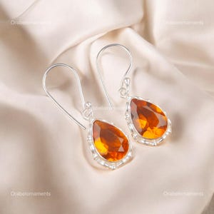 Elegant Citrine Earrings, Yellow Gemstone Earrings, Drop & Dangle Earrings, 925 Sterling Silver Jewelry, Wedding Gift, Earrings For Love