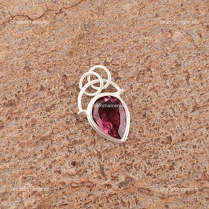 Rhodolite Pendant: Pear-Shaped Purple Gemstone, Sterling Silver