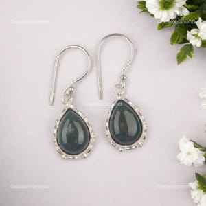 Natural Moss Agate Earrings, Green Gemstone Earrings, Drop & Dangle Earrings, 925 Sterling Silver Jewelry, Birthday Gift, Earrings For Wife