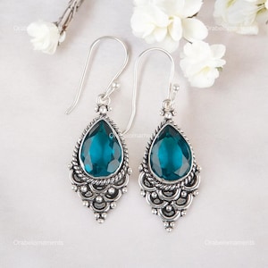 Remarkable Apatite Earrings, Blue Gemstone Earrings, Drop & Dangle Earrings, 925 Sterling Silver Jewelry, Birthday Gift, Earrings For Mother