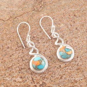 Elegant Turquoise Earrings, Blue Gemstone Earrings, Drop & Dangle Earrings, 925 Sterling Silver Jewelry, Birthday Gift, Earrings For Love