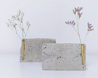 Beton & Metall Vase / Industrielle Vase / Industrielles Haus Blumendekor Handgemacht / Hausdekor / Cooper / Messing