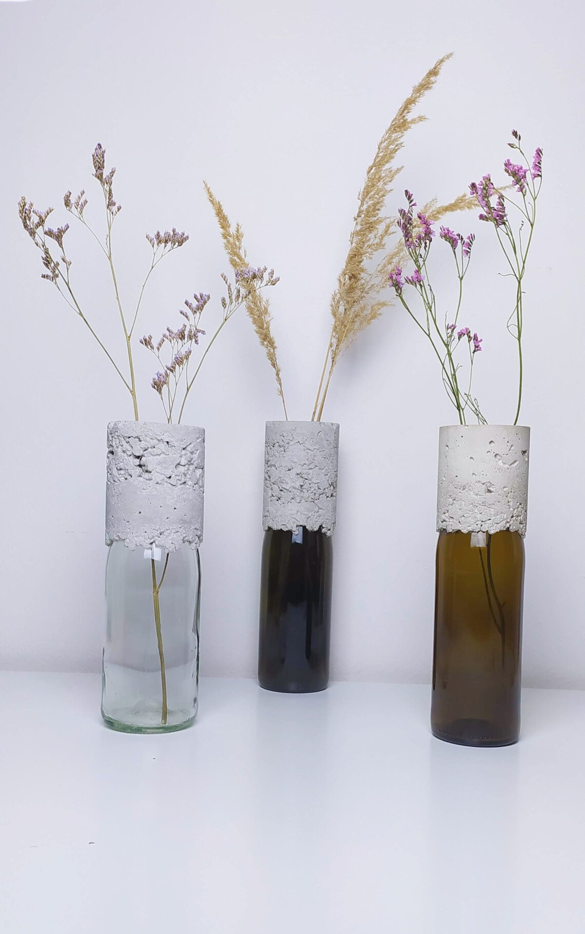 Concrete & Glass Vase / Industrial Vase / Industrial Home Flower Decor