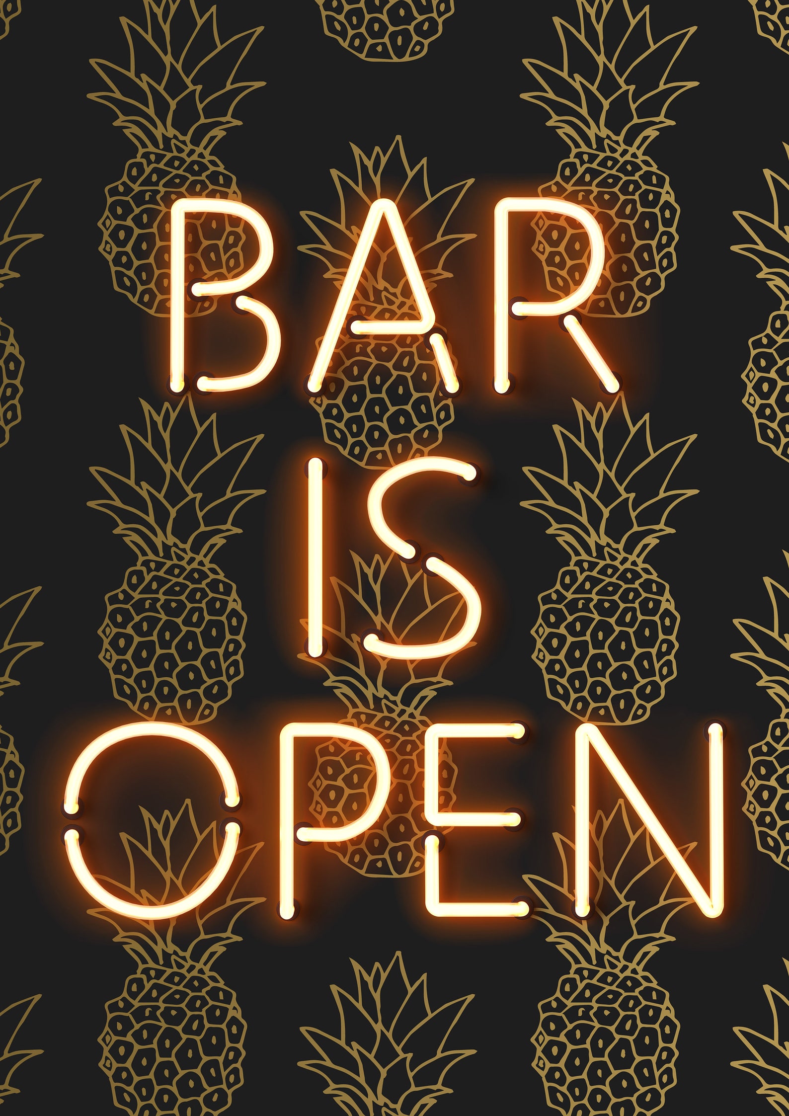 BAR IS OPEN print bar prints bar sign neon bar sign | Etsy