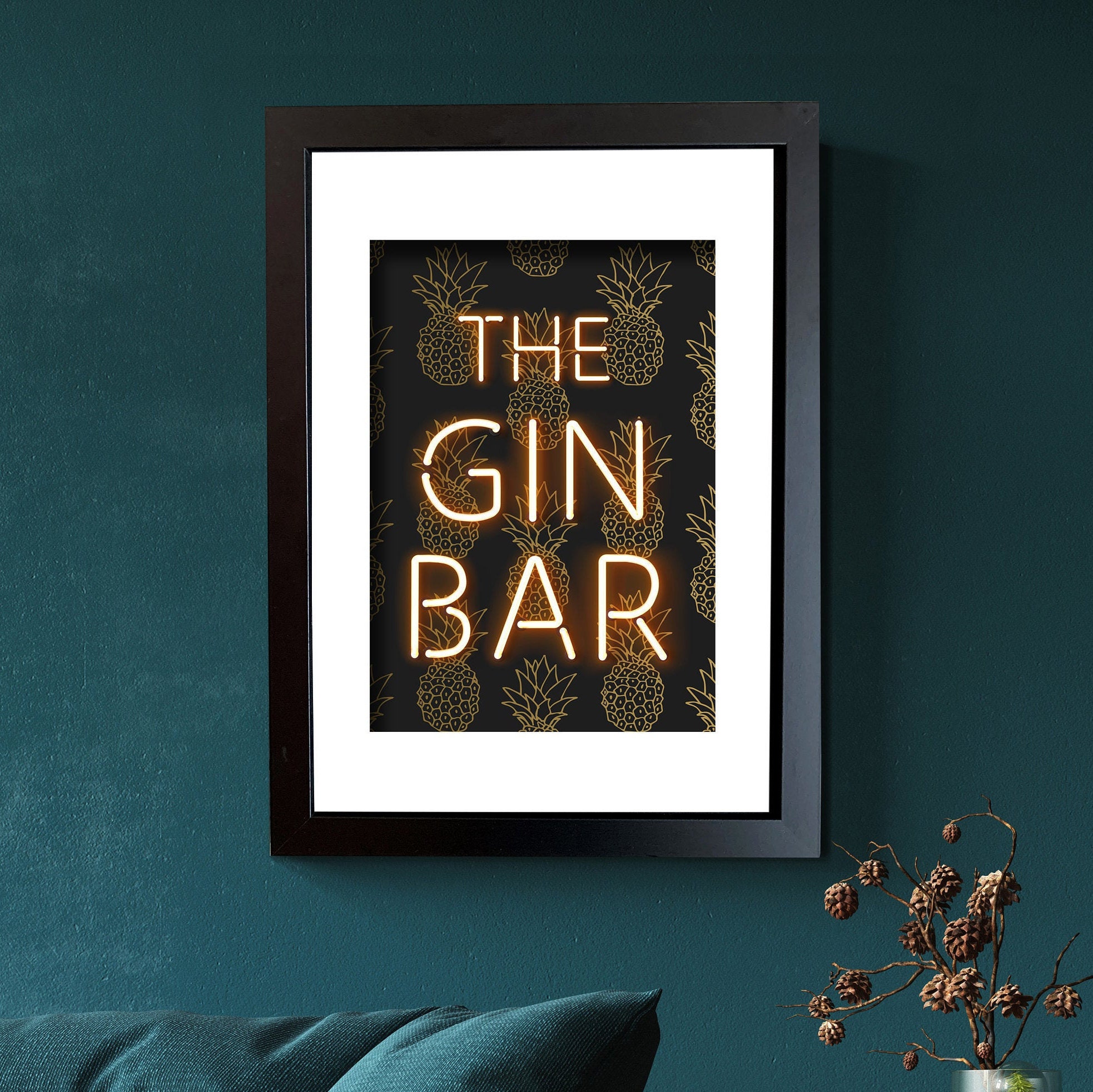 THE GIN BAR print neon bar sign gin sign bar signs | Etsy