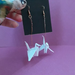 Elegant Dangle Origami Crane Earrings