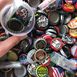 Random Scoops of Bottle Cap Pins and Magnets plus Earrings