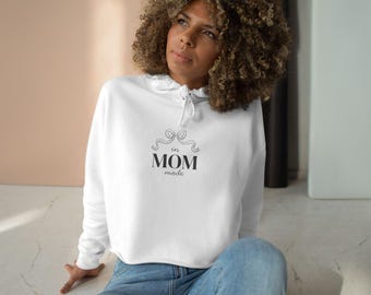 Sudadera corta estilo "Mom Mode" / Diseño minimalista con lazo