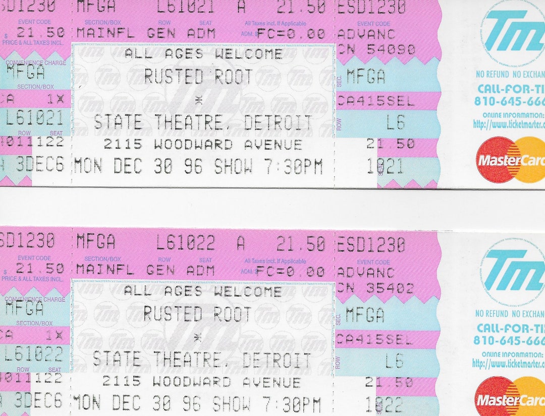 Rusted Root 1996 Unused Detroit Concert Tickets Etsy