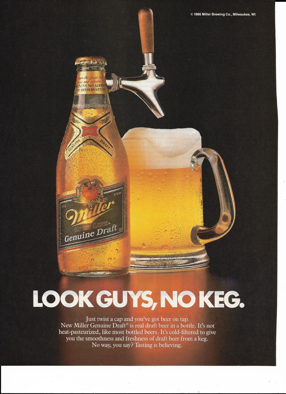 Vintage Miller Genuine Draft Beer ad Etsy