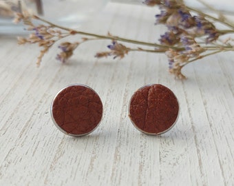 Lederen "Coffee Bean" studs/minimalistisch/rustiek