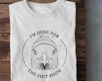 Organic t-shirt for men and women with a funny saying and a seagull
