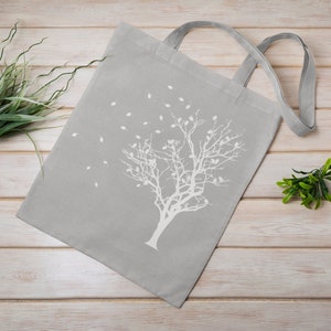 Bio Jutebeutel, Stofftasche, Stoffbeutel, Tragetasche mit Baum und Blättern