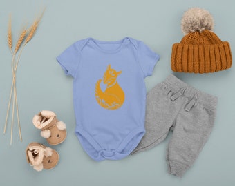 Bio Baby Body mit Fuchs und Blumen