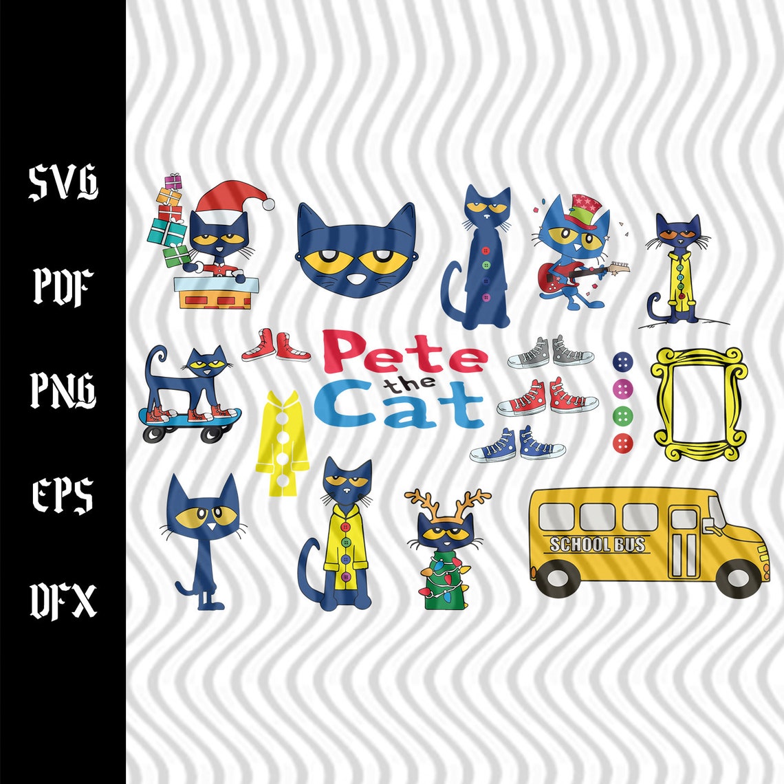 Pete The Cat Svg Bundle Pete The Cat Svg File Pete The Cat | Etsy