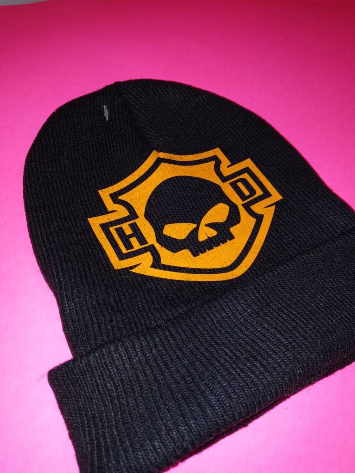 Harley Davidson Skull Cap cuffed winter hat | Etsy