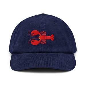 Embroidered Hat - Embroidered Corduroy Hat -  Fishing Hat,  Embroidered Lobster cap