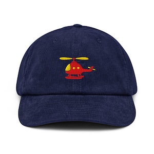 Embroidered Hat - Embroidered Corduroy Hat -  Helicopter Cap