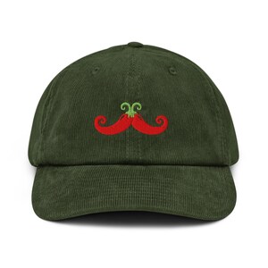 Embroidered Hat - Embroidered Corduroy Hat -  Chilli Embroidered Hat, Chilli Cap