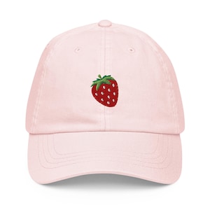 Strawberry Hat | Distressed Baseball Cap OR Ponytail Hat