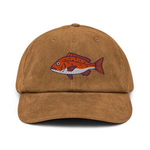 Embroidered Hat - Embroidered Corduroy Hat -   Fishing Hat, Snapper Cap