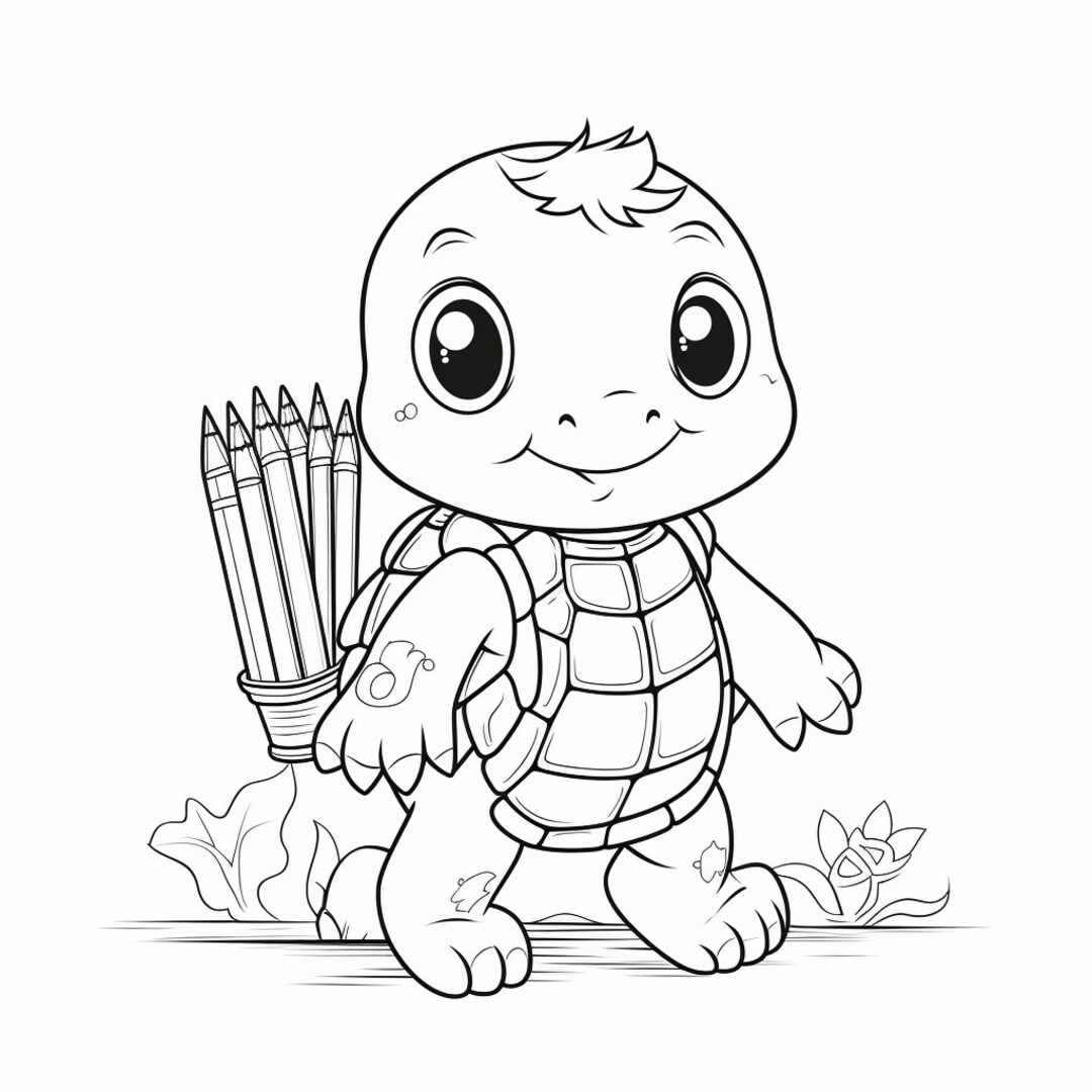 Childrens Coloring Book | Turtle Themed | Instant PDF Download & Print ...