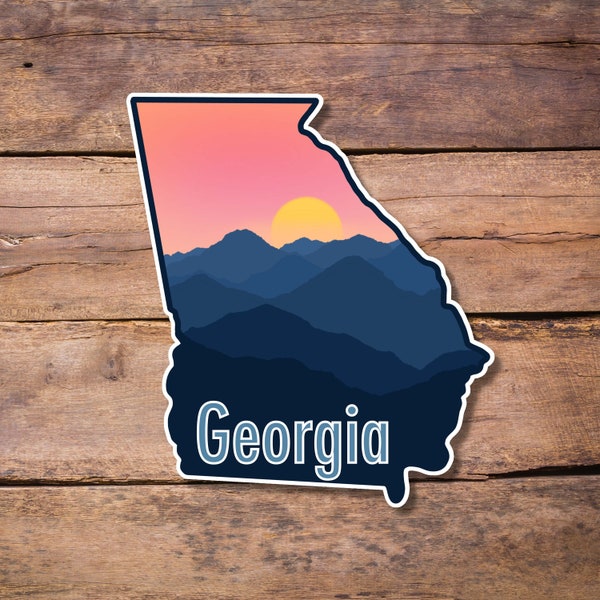 Georgia Mountains Sticker, Georgia State, Georgia Sticker, GA State, Mountain Range Sticker, Waterproof Sticker, Laptop Sticker, Moving Gift