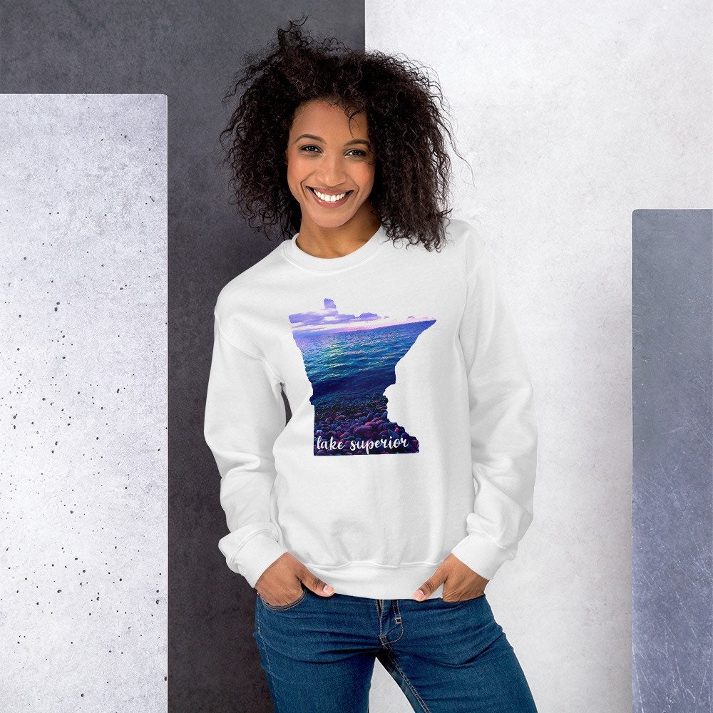 Lake Superior Sweatshirt Great Lakes Crewneck Lake Superior - Etsy