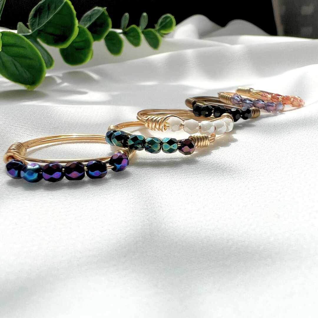Beaded Fidget Ring: Gold or Silver Plated Wire - Etsy