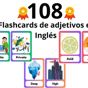 108 Flashcards d'adjectifs en anglais pour les enfants. filles et adultes en PDF.