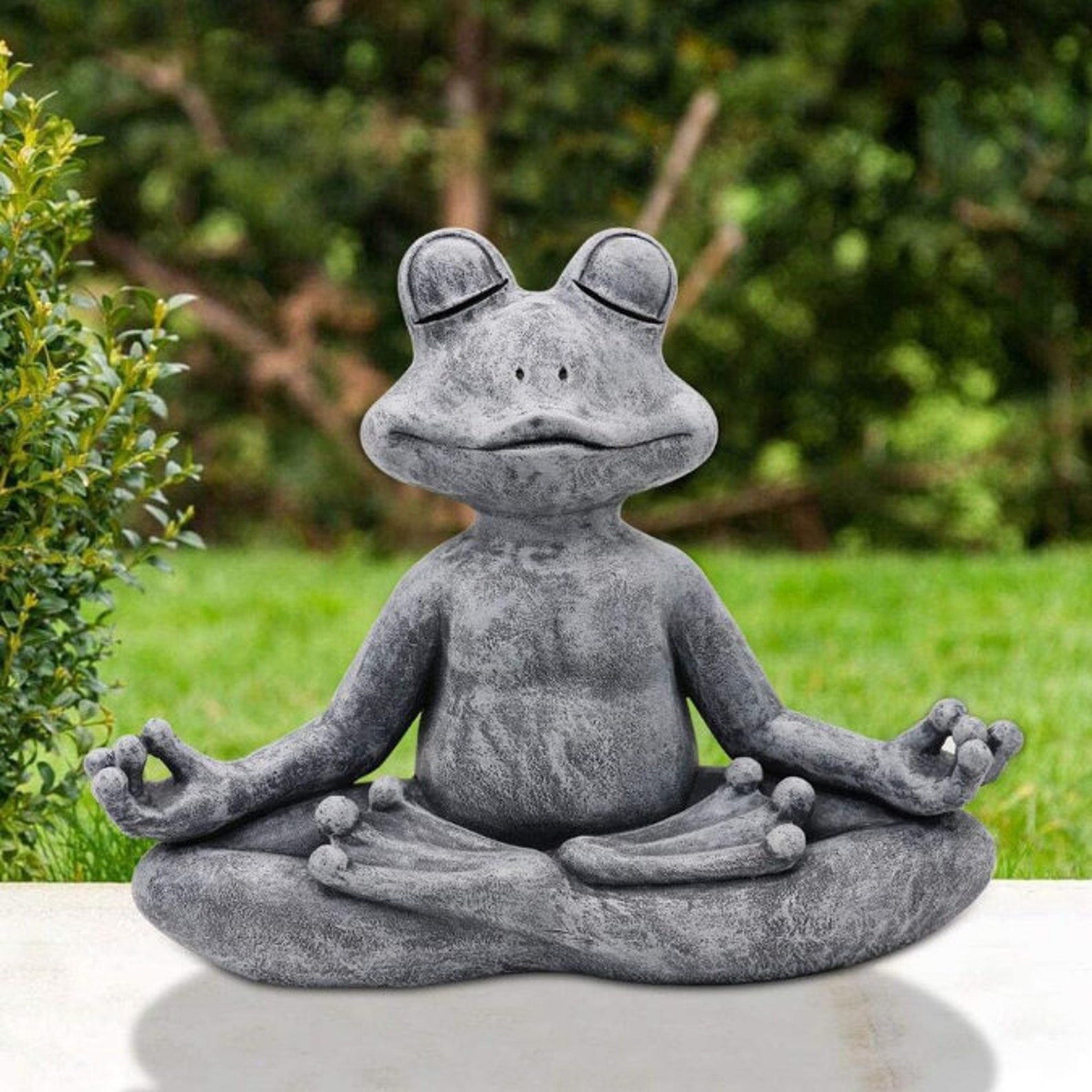 Meditating Frog Zen Garden Yoga Pose Figurine Poly Resin Etsy