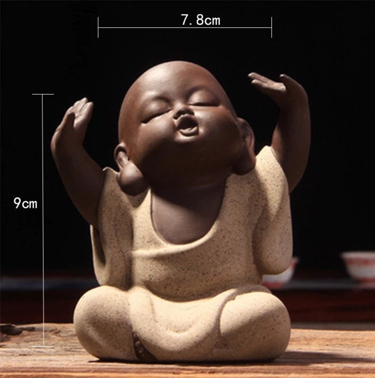 Mini Buddha Statue Little Cute Laughing Baby Monk Sculpture Etsy