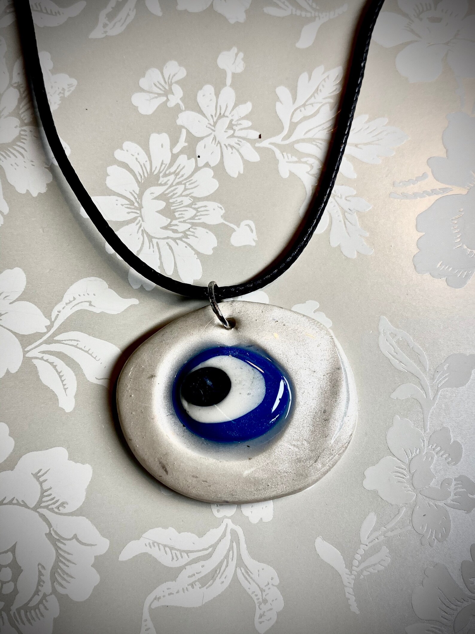 Handmade Greek Evil eye necklace geometric clay jewelry Etsy