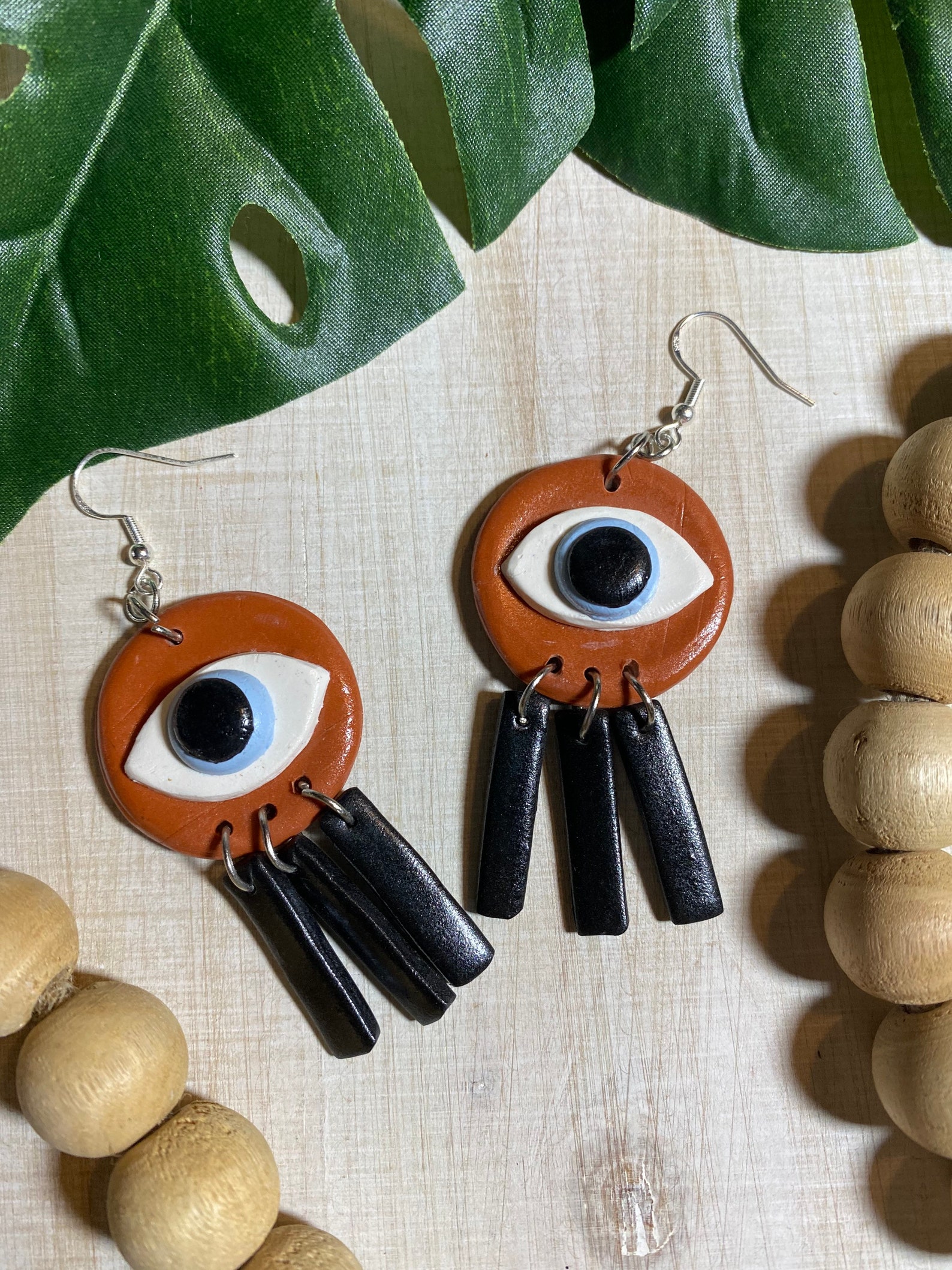 Evil Eye Clay Earrings Greek Mati Earrings Eyelash Clay Etsy