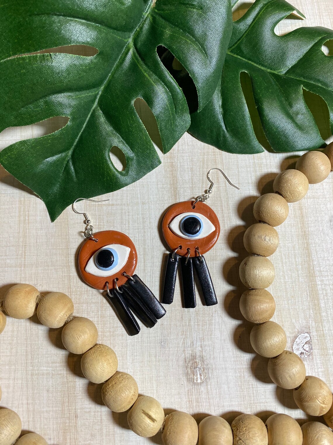 Evil Eye Clay Earrings Greek Mati Earrings Eyelash Clay Etsy