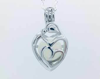 Brustmilch Schmuck - Mutterliebe 925 Sterling Silber Perlenkäfig Anhänger *BESCHREIBUNG LESEN*