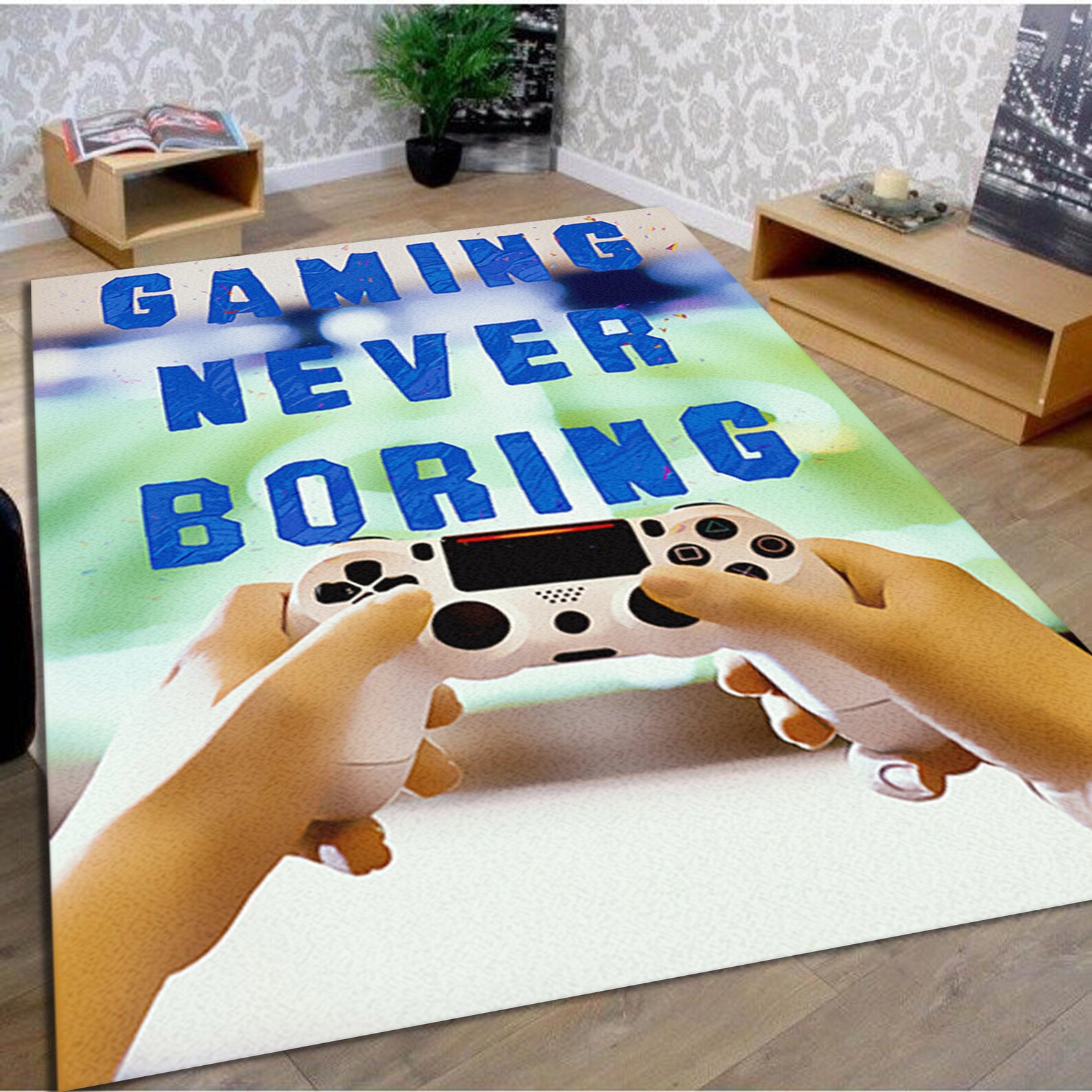 Gaming Rug Gaming never boring Game Designs Game Rug Floor Etsy