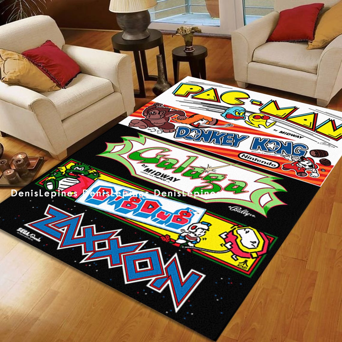 Arcade Marquee Video Game Rug Pac Man Donkey kong Etsy