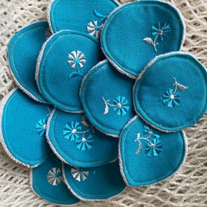 Reusable, cleansing or cosmetic circles/fabric rounds, upcycled - flower pattern (set of 10)