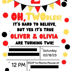 Oh Twodles Mickey Mouse Clubhouse Invitation